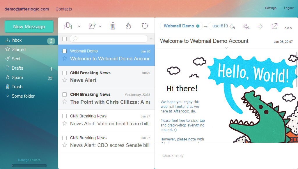 Afterlogic WebMail Lite: Message List